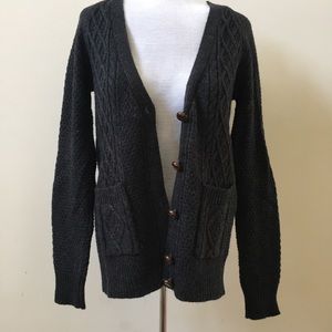 NWOT Charcoal Knit Button Up Cardigan